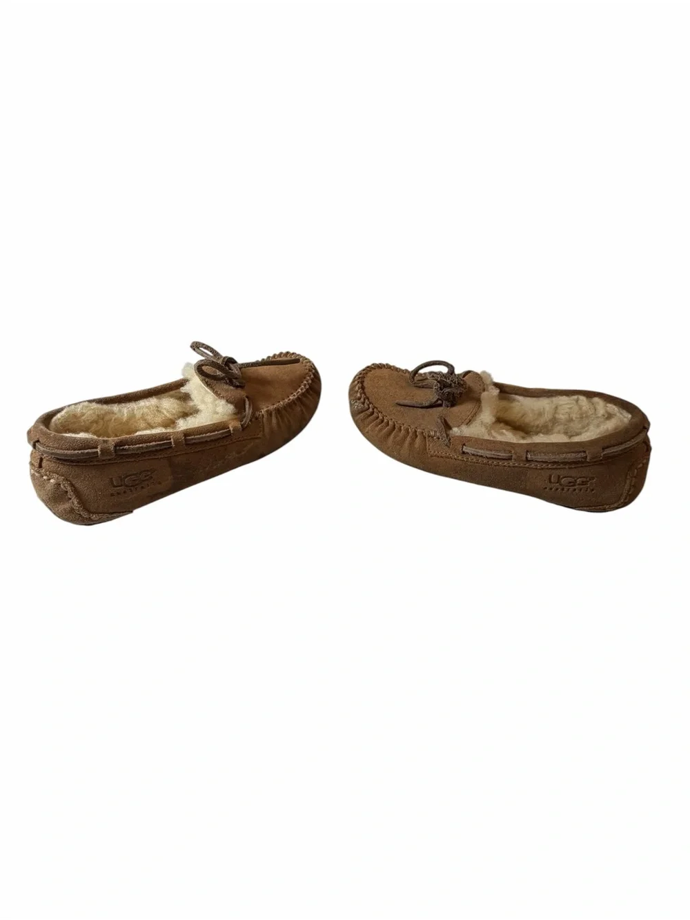 UGG Chestnut Suede Shearling-Lined Kids Moccasins